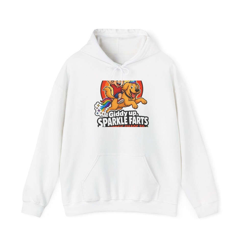 Sparkle Farts Pony Hooded Sweatshirt | Cute Rainbow Unicorn Dog Graphic